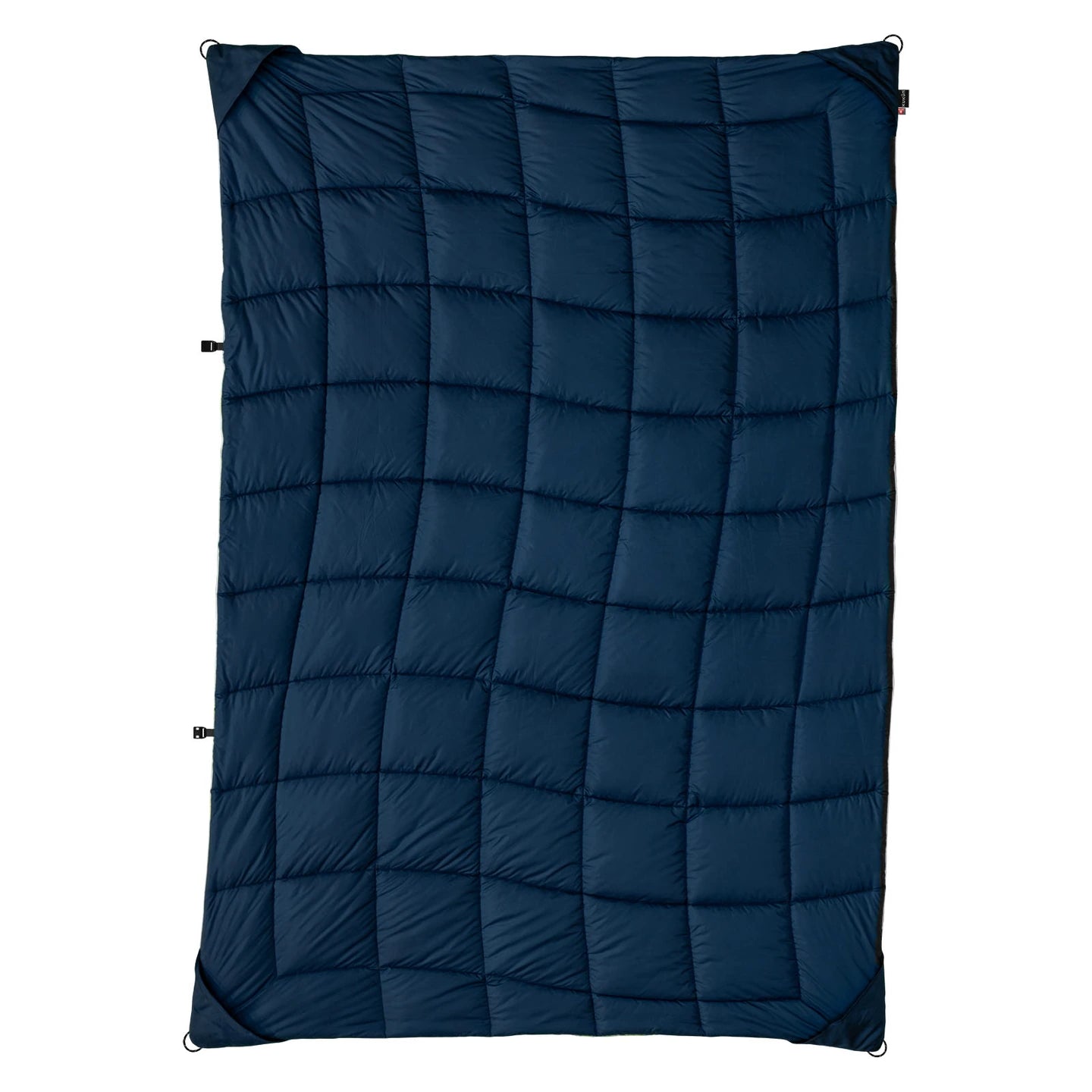 Navy reverse of the Desert blanket with quilting and corner hand pockets.
